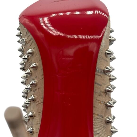 NEW Christian Louboutin Follies Spikes 100 Liege Pepite Silver Size 40 / 10 - Picture 11 of 13